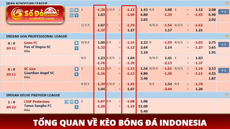 Các thông số liên quan đến kèo bóng đá Indonesia